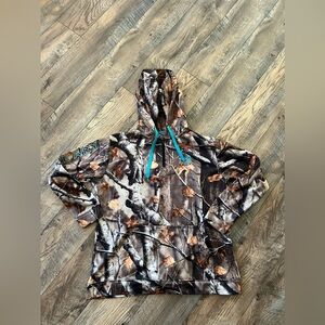 Legendary teal and Camo soft hoodie large